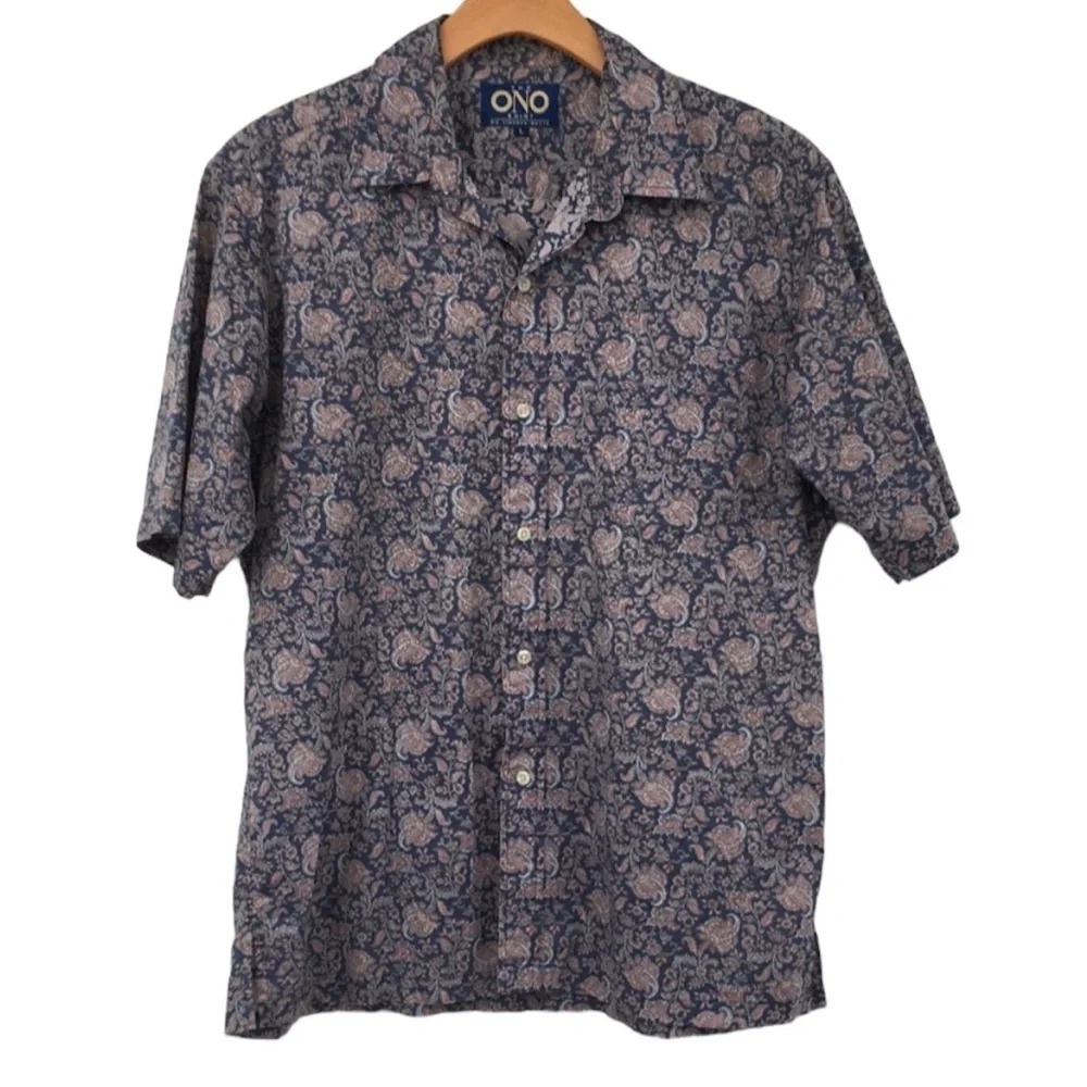 ONO by Liberty House Polo Shirt Mens L Short Sleeve Collared Button Front‎ Shirt